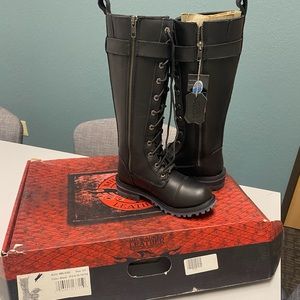 NWT black tall leather boots